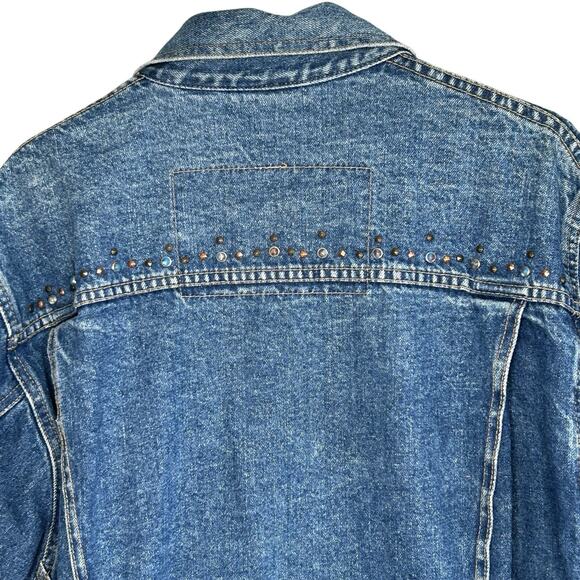 VTG Freego Western Denim Jacket 80s Medium Stud Sequin Embellished Oversized - Picture 7 of 13